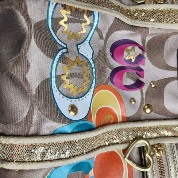 Coach Poppy Applique Gold Multi Crossbody Bag Tote F21101 - Picture 11 of 11